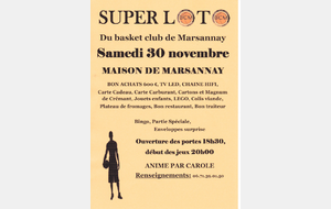 LOTO du BCM, samedi 30 novembre 2019. Nous vous attendons nombreux