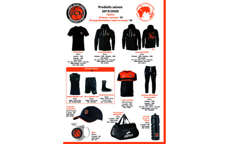 Les commandes boutiques seront prises jusqu'au 18 octobre 2019 auprès de Karine (caoch des poussines). Livraison après les vacances de TOUSSAINT